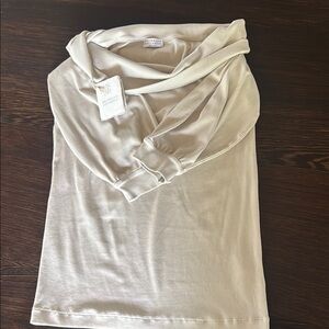 NWT Brunello Cucinelli Elegant Cream Draped Blouse